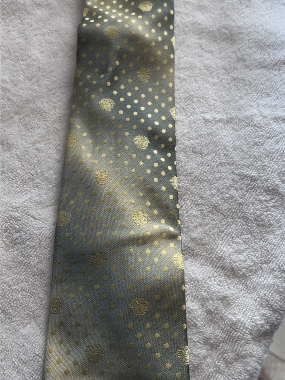 Versace light green Tie with Gold Polka Dot Pattern